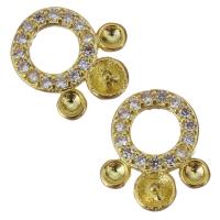 Brass Jewelry Finding, gold color plated, micro pave cubic zirconia 1.5mm,2.5mm,0.8mm Approx 4mm 