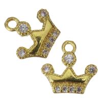 Cubic Zirconia Micro Pave Brass Pendant, Crown, gold color plated, micro pave cubic zirconia Approx 1.5mm 