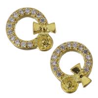 Brass Jewelry Finding, gold color plated, micro pave cubic zirconia 2.5mm,1mm 
