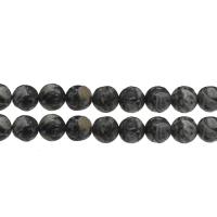 Synthetische Türkis Perlen, rund, verschiedene Größen vorhanden, schwarz, Bohrung:ca. 1mm, verkauft von Strang