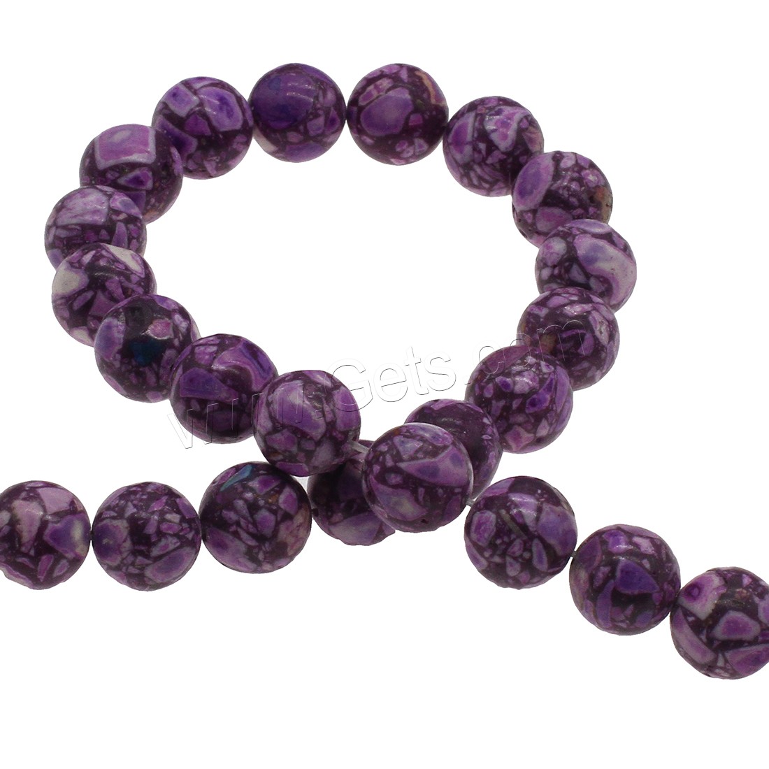 Synthetische Türkis Perlen, rund, verschiedene Größen vorhanden, violett, Bohrung:ca. 1mm, verkauft von Strang