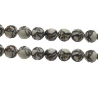 Synthetische Türkis Perlen, rund, verschiedene Größen vorhanden, weiß und schwarz, Bohrung:ca. 1mm, verkauft von Strang