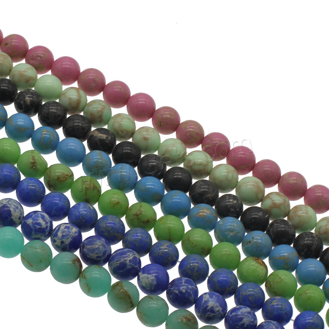 Synthetische Türkis Perlen, rund, verschiedene Größen vorhanden, keine, Bohrung:ca. 0.7mm, verkauft von Strang