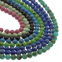 Synthetische Türkis Perlen, rund, verschiedene Größen vorhanden, keine, Bohrung:ca. 0.7mm, verkauft von Strang