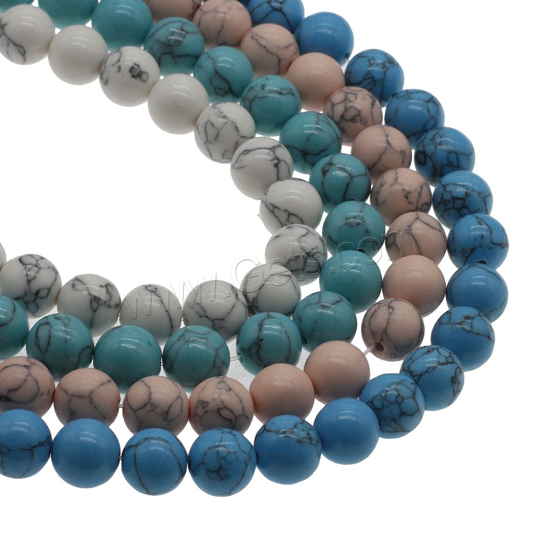 Synthetische Türkis Perlen, rund, verschiedene Größen vorhanden, keine, Bohrung:ca. 1.2mm, 10SträngeStrang/Tasche, verkauft von Tasche