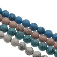 Synthetische Türkis Perlen, rund, verschiedene Größen vorhanden, keine, Bohrung:ca. 1.2mm, 10SträngeStrang/Tasche, verkauft von Tasche