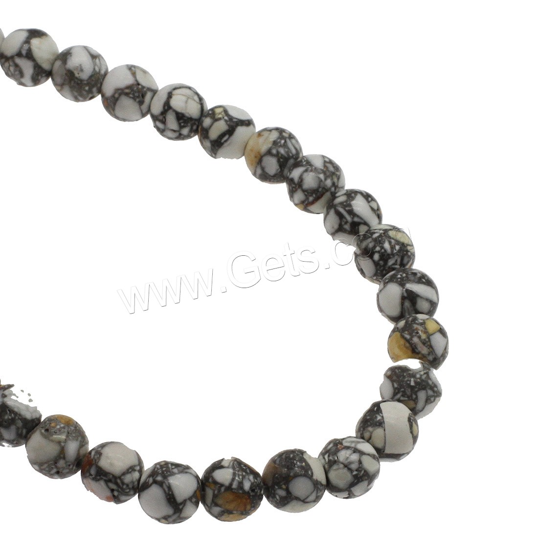 Synthetische Türkis Perlen, rund, verschiedene Größen vorhanden, weiß und schwarz, Bohrung:ca. 1mm, verkauft von Strang