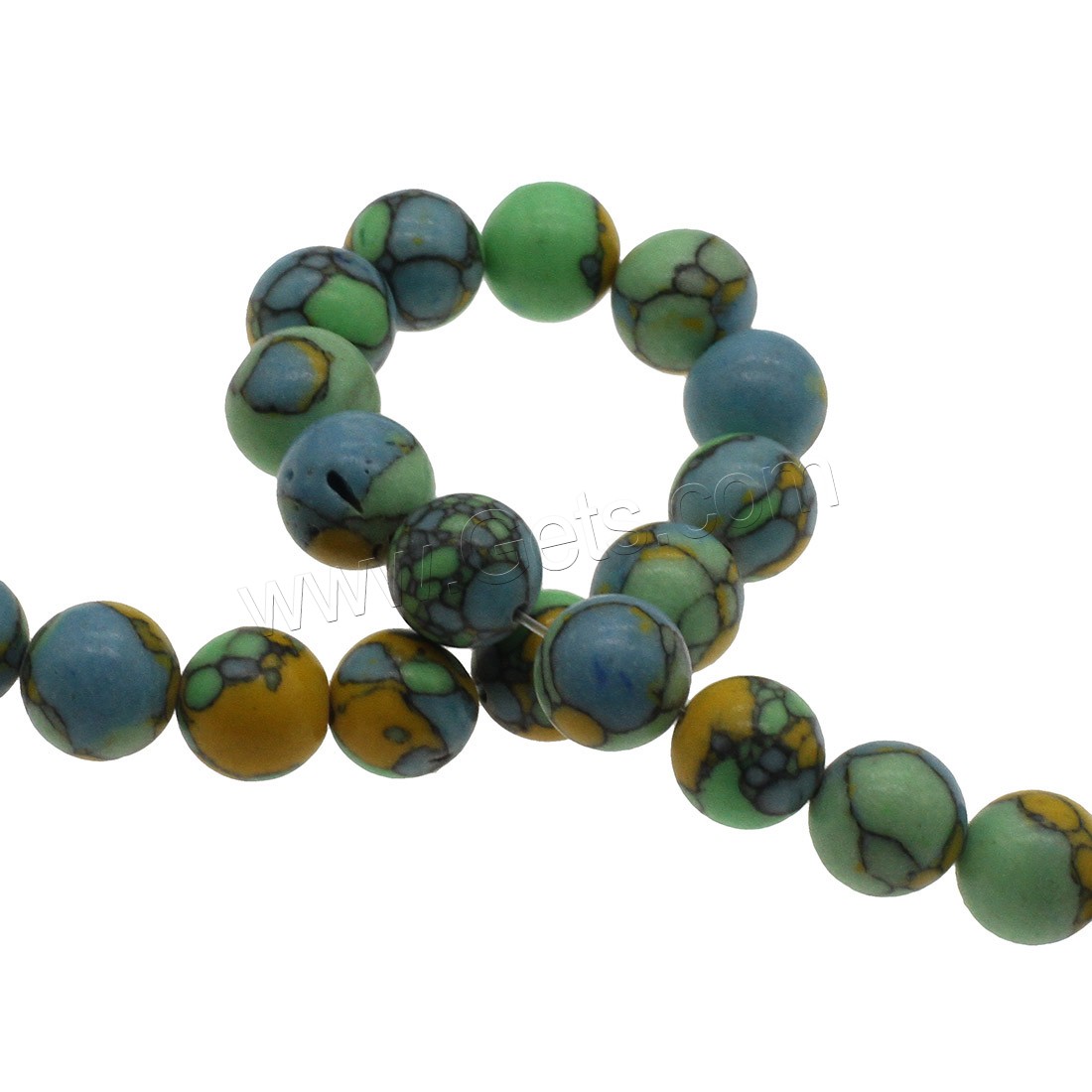 Synthetische Türkis Perlen, rund, verschiedene Größen vorhanden, Bohrung:ca. 0.8mm, verkauft von Strang