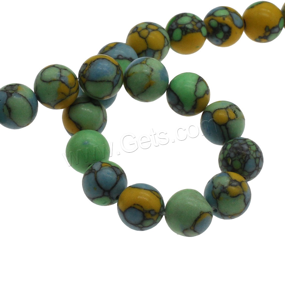 Synthetische Türkis Perlen, rund, verschiedene Größen vorhanden, Bohrung:ca. 0.8mm, verkauft von Strang