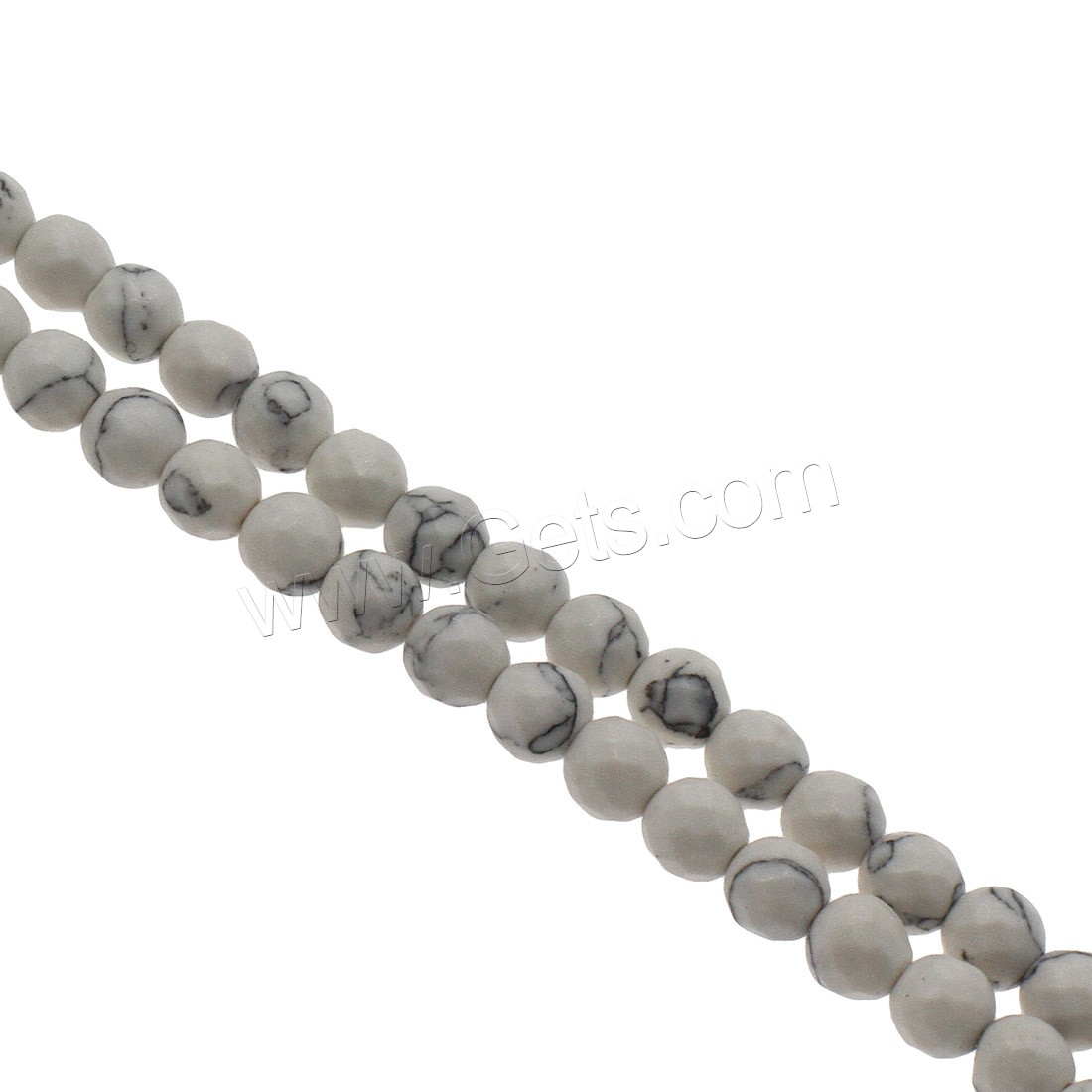 Synthetische Türkis Perlen, rund, verschiedene Größen vorhanden, weiß, Bohrung:ca. 1.5mm, verkauft von Strang