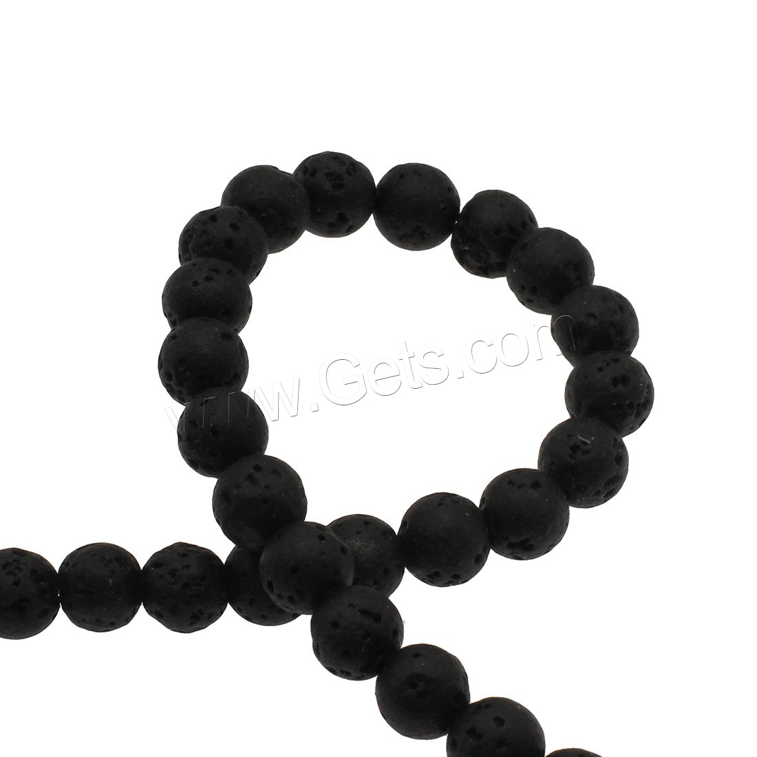 Natürliche Lava Perlen, rund, verschiedene Größen vorhanden, schwarz, Bohrung:ca. 0.5mm, verkauft von Strang