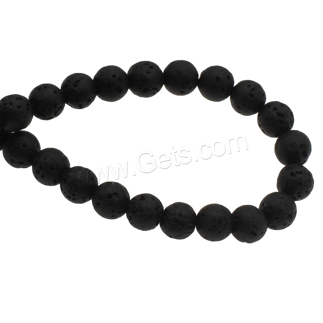 Natürliche Lava Perlen, rund, verschiedene Größen vorhanden, schwarz, Bohrung:ca. 0.5mm, verkauft von Strang