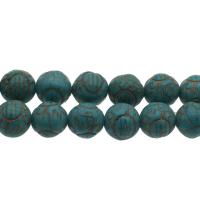 Synthetische Türkis Perlen, rund, himmelblau, 11mm, Bohrung:ca. 1mm, ca. 32PCs/Strang, verkauft von Strang