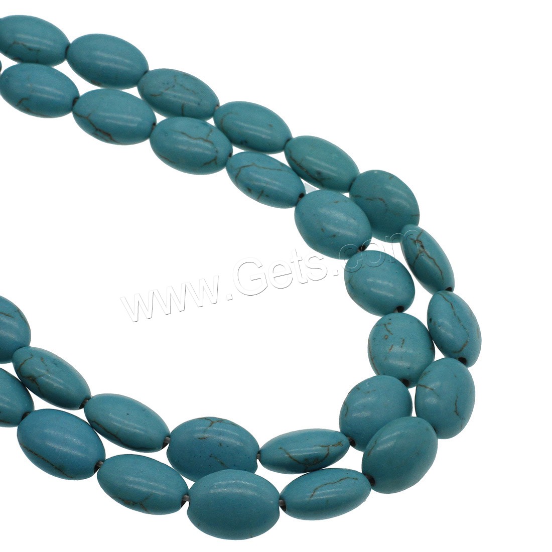 Synthetische Türkis Perlen, verschiedene Größen vorhanden, himmelblau, Bohrung:ca. 1mm, verkauft von Strang