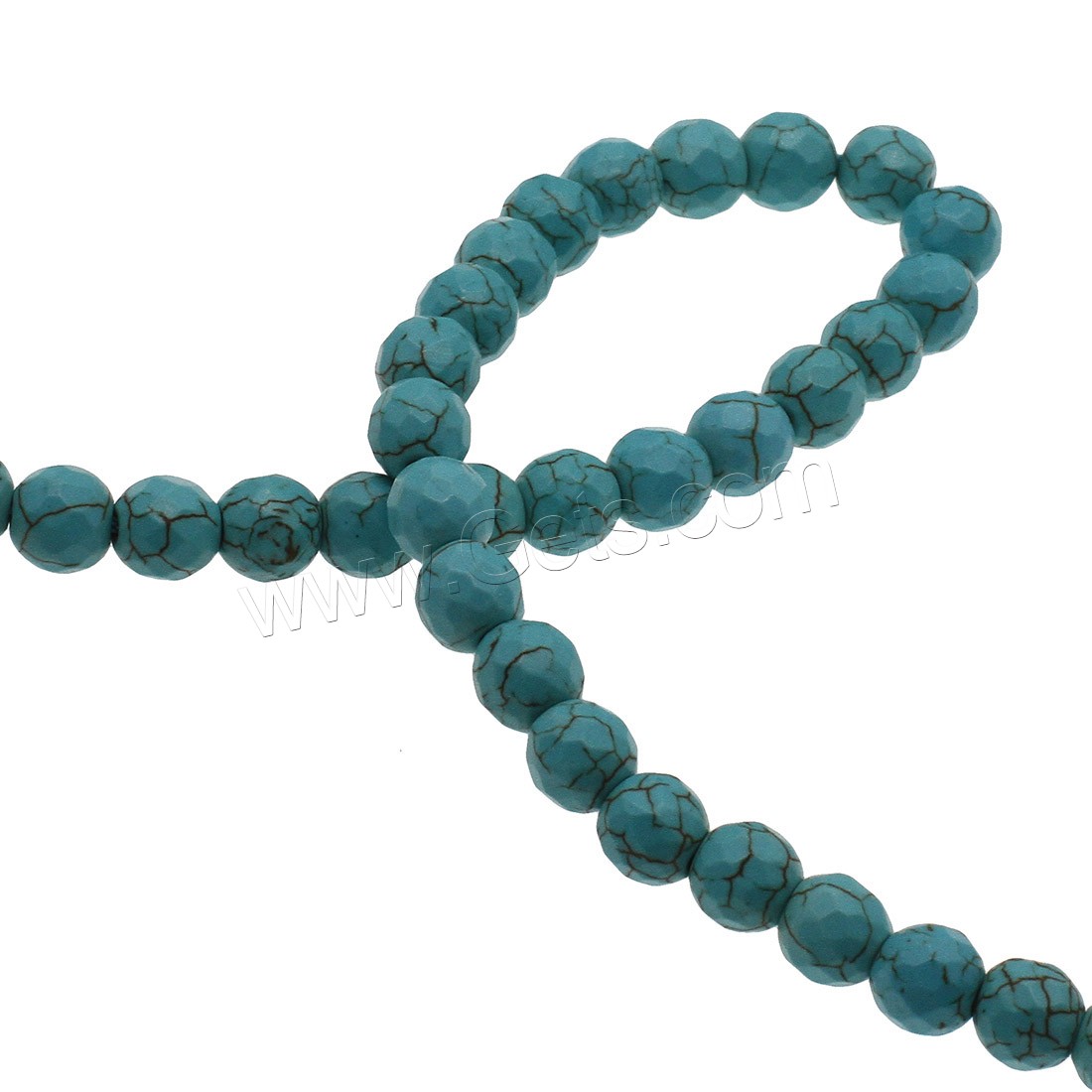 Synthetische Türkis Perlen, rund, verschiedene Größen vorhanden & facettierte, himmelblau, Bohrung:ca. 1.3mm, verkauft von Strang