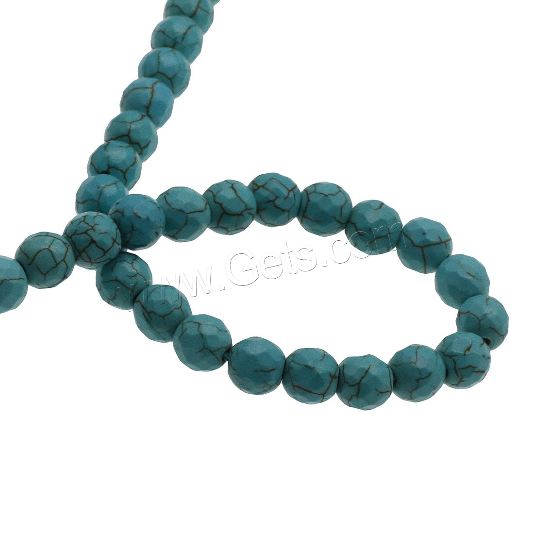 Synthetische Türkis Perlen, rund, verschiedene Größen vorhanden & facettierte, himmelblau, Bohrung:ca. 1.3mm, verkauft von Strang