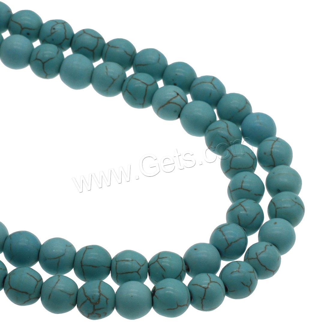 Perles en Turquoise synthétiques, Rond, normes différentes pour le choix, blue ciel, Trou:Environ 0.7mm, Vendu par brin