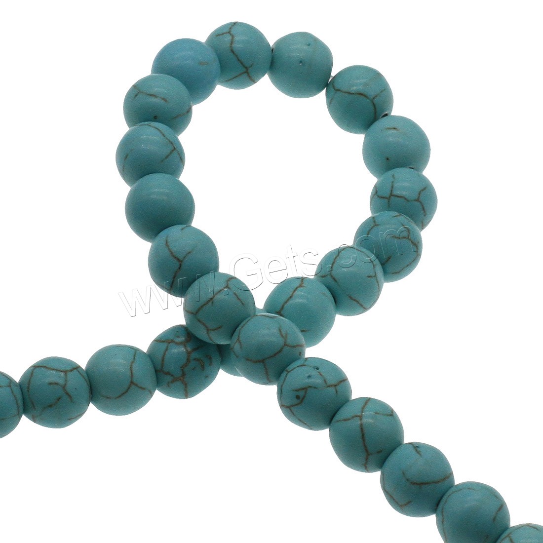 Synthetische Türkis Perlen, rund, verschiedene Größen vorhanden, himmelblau, Bohrung:ca. 0.7mm, verkauft von Strang
