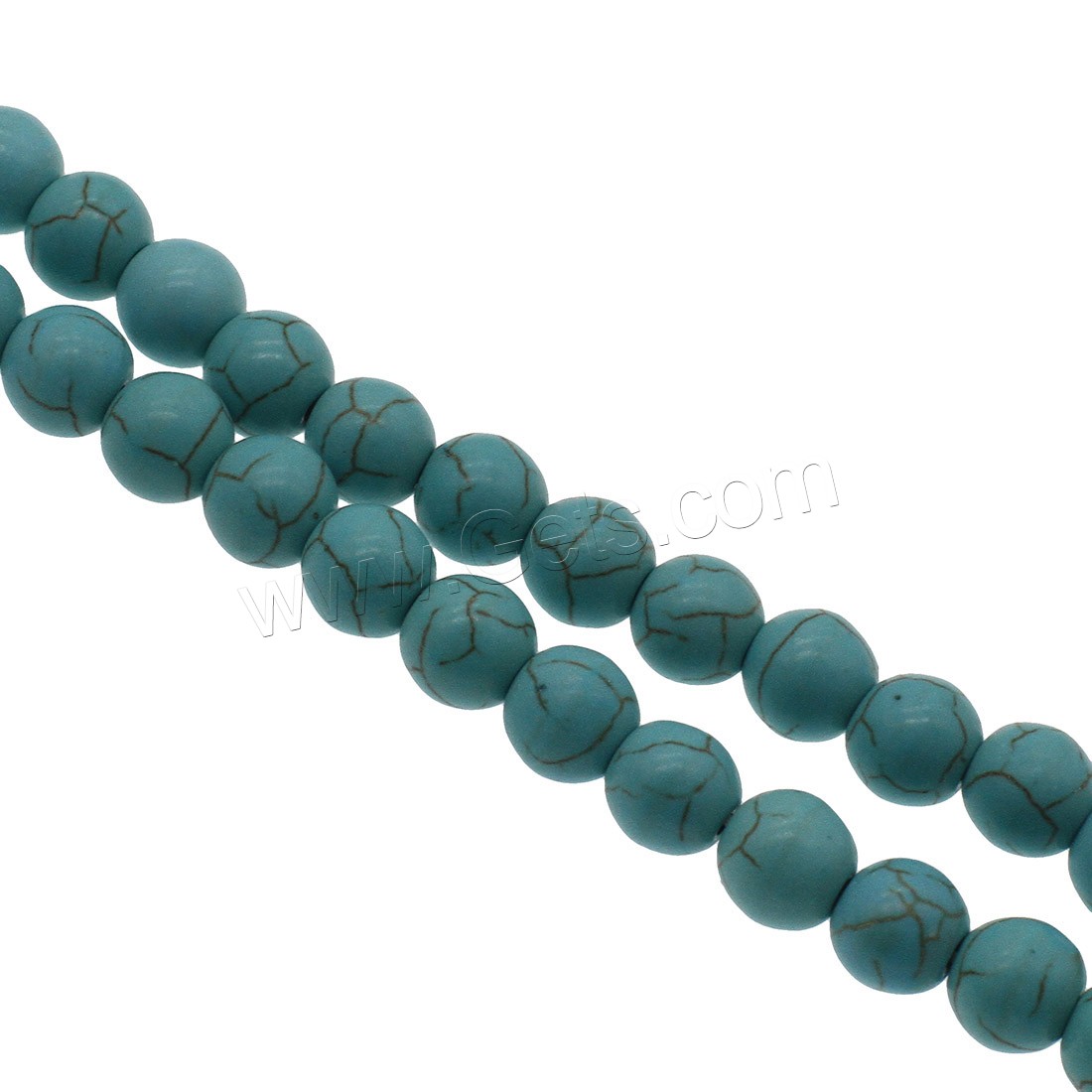 Synthetische Türkis Perlen, rund, verschiedene Größen vorhanden, himmelblau, Bohrung:ca. 0.7mm, verkauft von Strang