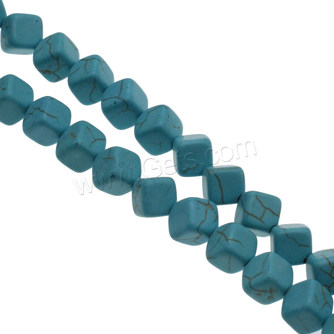 Synthetische Türkis Perlen, Quadrat, verschiedene Größen vorhanden, himmelblau, Bohrung:ca. 1mm, verkauft von Strang
