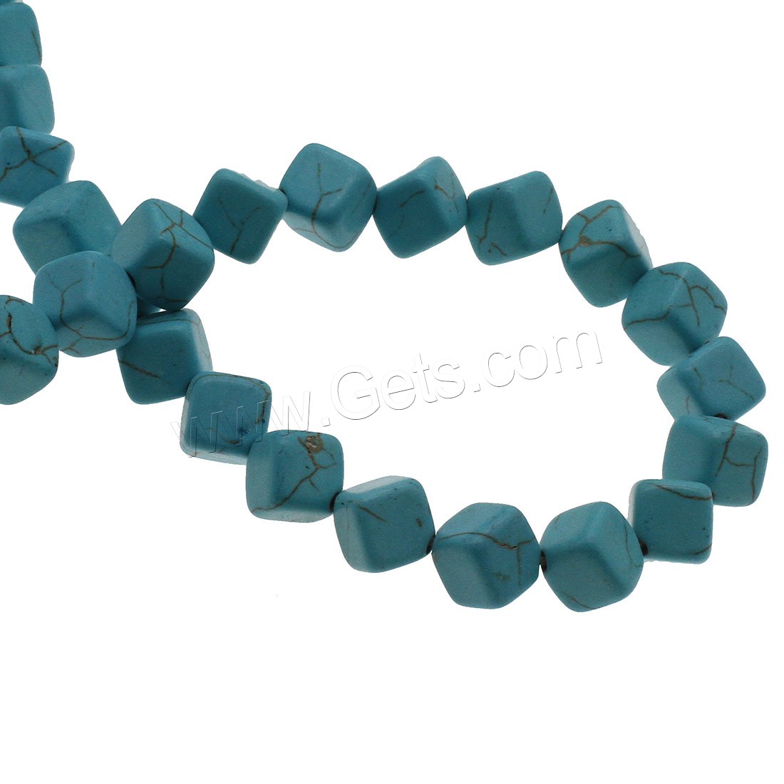 Synthetische Türkis Perlen, Quadrat, verschiedene Größen vorhanden, himmelblau, Bohrung:ca. 1mm, verkauft von Strang