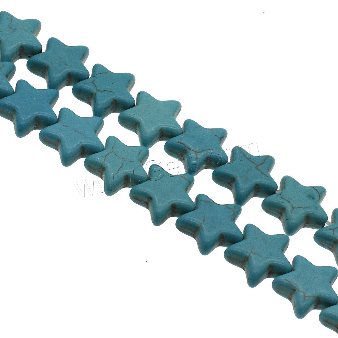 Synthetische Türkis Perlen, flacher Stern, verschiedene Größen vorhanden, himmelblau, Bohrung:ca. 1mm, verkauft von Strang