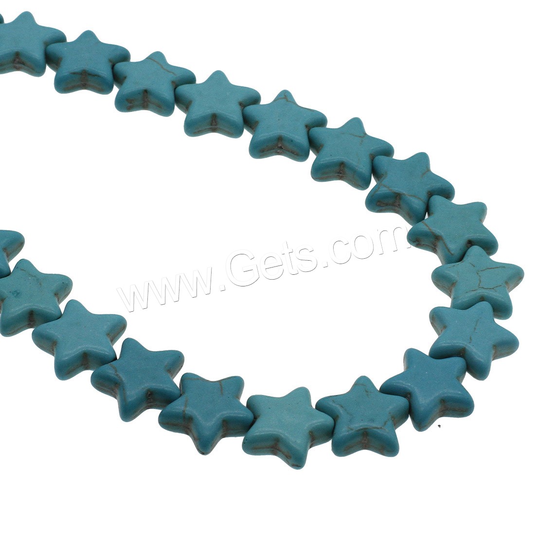 Synthetische Türkis Perlen, flacher Stern, verschiedene Größen vorhanden, himmelblau, Bohrung:ca. 1mm, verkauft von Strang