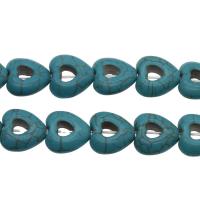 Synthetische Türkis Perlen, Herz, verschiedene Größen vorhanden, himmelblau, Bohrung:ca. 1mm, verkauft von Strang