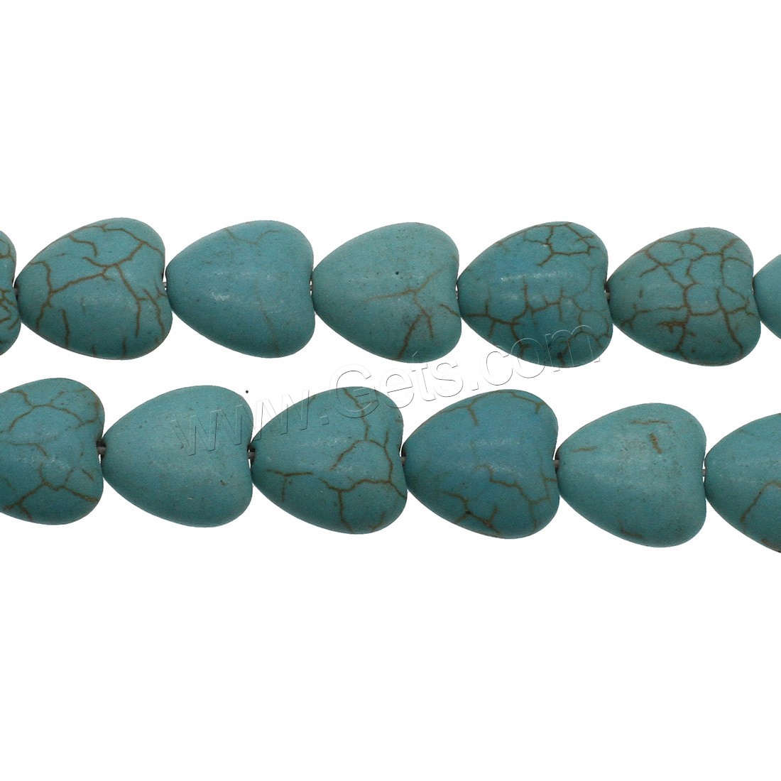 Synthetische Türkis Perlen, flacher Herz, verschiedene Größen vorhanden, himmelblau, Bohrung:ca. 0.8mm, verkauft von Strang