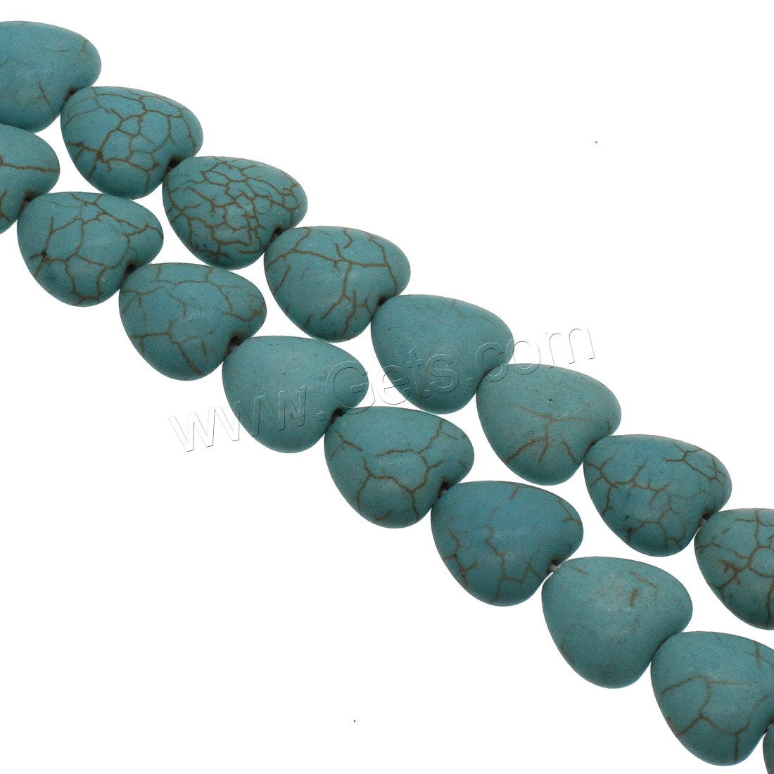 Synthetische Türkis Perlen, flacher Herz, verschiedene Größen vorhanden, himmelblau, Bohrung:ca. 0.8mm, verkauft von Strang