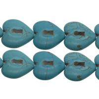 Synthetische Türkis Perlen, Herz, himmelblau, 25x23.5x7mm, Bohrung:ca. 1mm, ca. 14PCs/Strang, verkauft von Strang
