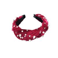 Hair Bands, Pleuche, with Plastic Pearl & Zinc Alloy, for woman 