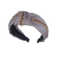 Hair Bands, Cloth, with Zinc Alloy, gold color plated, for woman & with rhinestone 