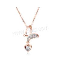 Cubic Zircon Micro Pave Brass Necklace, plated, fashion jewelry & micro pave cubic zirconia & for woman, rose gold color, 22mm Approx 16.53 Inch 