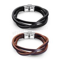 PU Leather Bracelet, with Stainless Steel, fashion jewelry & for man 21cm Approx 8.26 Inch 