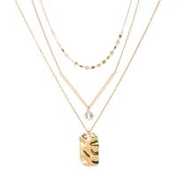 Collar de aleación de cinc con diamantes de imitación, aleación de zinc, chapado en oro KC, tres capas & para mujer, 38cm,45cm,60cm,2x3.5cm, Vendido por Sarta