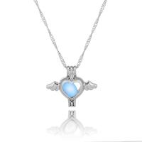 Zinc Alloy Necklace, Winged Heart, platinum color plated, for woman & luminated Approx 17.7 Inch 