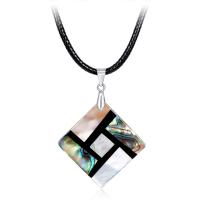 Abalone Shell Necklace, with PU Leather Cord, with 50mm extender chain, Rhombus, fashion jewelry & for woman Approx 17.7 Inch 