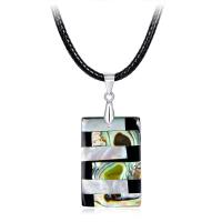 Abalone Shell Necklace, with PU Leather Cord, with 50mm extender chain, Rectangle, fashion jewelry & for woman Approx 17.7 Inch 