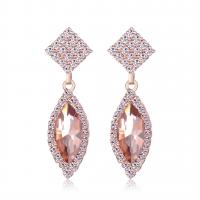 Zinc Alloy Rhinestone Drop Earring, rose gold color plated, for woman & with rhinestone 