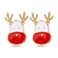 Zinc Alloy Stud Earring, Deer, KC gold color plated, with zinc alloy earnut & Christmas jewelry & for woman & enamel 