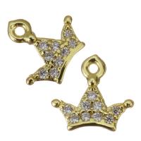 Cubic Zirconia Micro Pave Brass Pendant, Crown, gold color plated, micro pave cubic zirconia Approx 1mm 