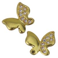 Фурнитура из латуни для ювелирных украшений, Латунь, бабочка, плакирован золотом, инкрустированное микро кубического циркония продается PC