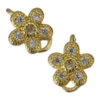 Brass Jewelry Finding, Flower, gold color plated, micro pave cubic zirconia Approx 1mm 