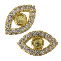 Brass Jewelry Finding, Eye, gold color plated, micro pave cubic zirconia 2mm 