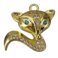 Animal Brass Pendants, Fox, gold color plated, fashion jewelry & micro pave cubic zirconia Approx 1.5mm 