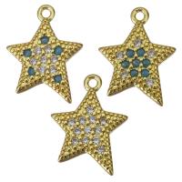 Brass Star Pendants, gold color plated, fashion jewelry & micro pave cubic zirconia Approx 1mm 