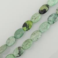 Green Grass Stone Beads, Flat Oval, DIY Approx 1.5mm Approx 15 Inch, Approx 16 Inch 