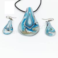 Joyería de cristal de Murano, pendiente de gota del pendiente & collar, para mujer, 58*33mm, longitud:2.32 Inch, Vendido por Set