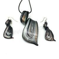 Joyería de cristal de Murano, pendiente de gota del pendiente & collar, con metal, Hélice, 2 piezas & para mujer, 73*32mm, longitud:2.92 Inch, Vendido por Set